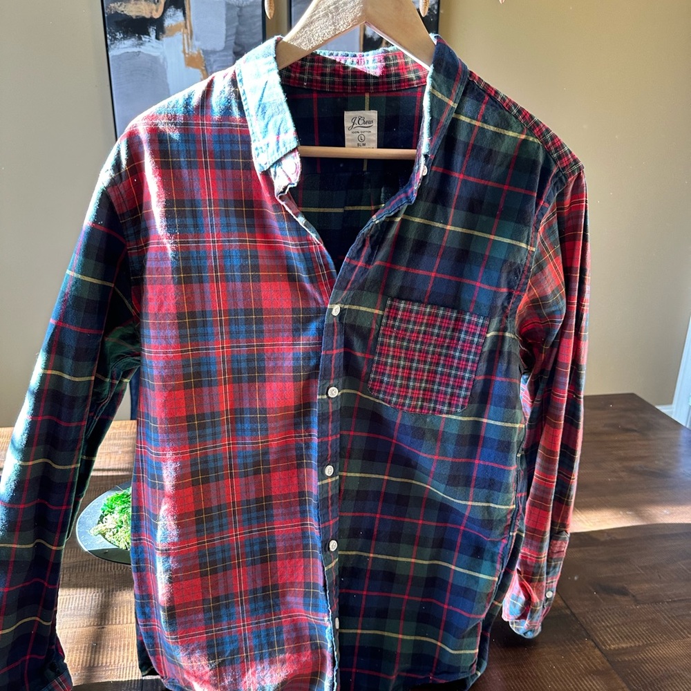 JCrew Men’s Slim Plaid Button Down Size L